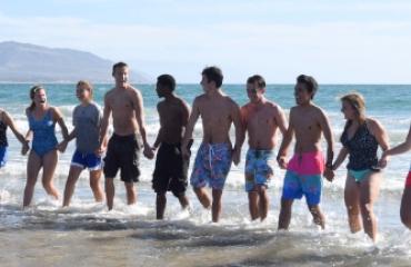 Students on the California beach